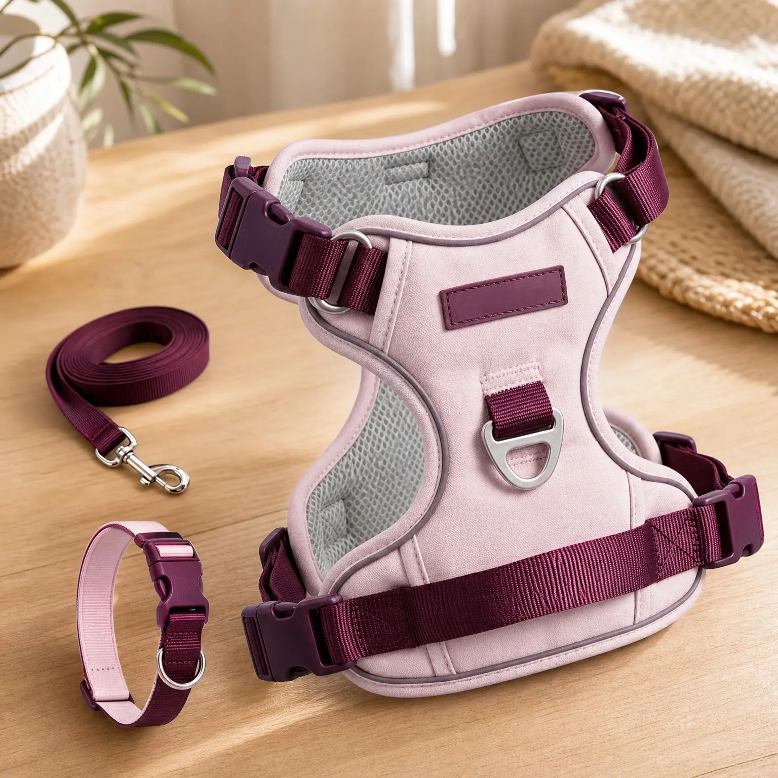 No-Pull Reflective Dog Harness and Leash Set with Collar, Control Handle Pet Vest Harness for Medium and Large Dogs, Walking & TrainingGift