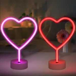 Valentines Day Decorations, 2 Pack Heart Neon Signs, LED  Lights  Operated or USB , Neon Lights Heart Decor for Valentine's Day Gifts, Wedding, Party,  Room Decor