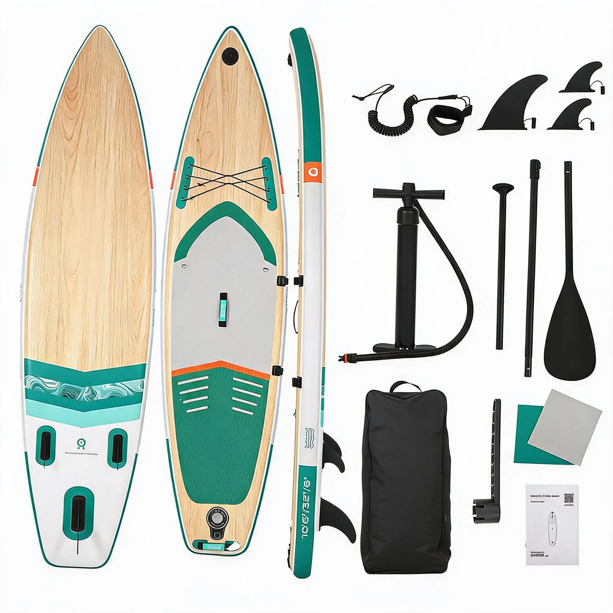 Gaomon 11'6" x 32" Inflatable SUP Paddle Board with Accessories, Wide Light Wood Deck, Triple Fin, Non-Slip EVA, Camera Mount, Ultra-Light & Durable for Adults & Youth – Light Wood