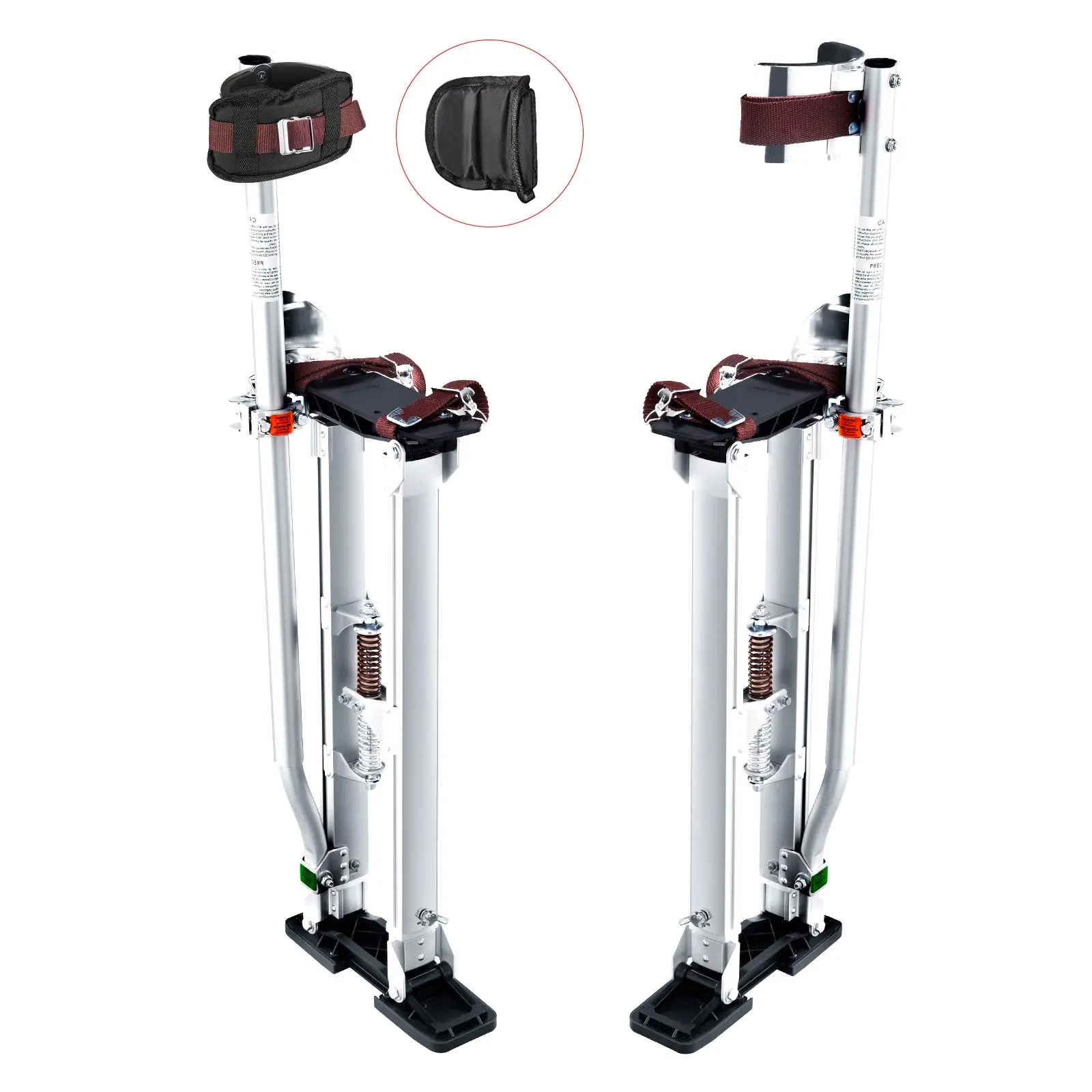 【DealsForYouDays】VEVOR Drywall Stilts, 24''-40'' Adjustable Aluminum Tool Stilts with Protective Knee Pads, Durable and Non-slip Work Stilts for Sheetrock Painting, Walking, Taping, Silver