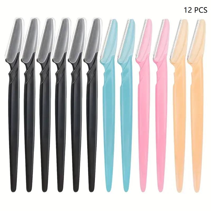 12pcs/set Portable Lightweight Eyebrow Trimmer & Hair Remover Set with Dust Proof Cover, Sharp Facial Razor for Makeup, Convenient Shaver Set