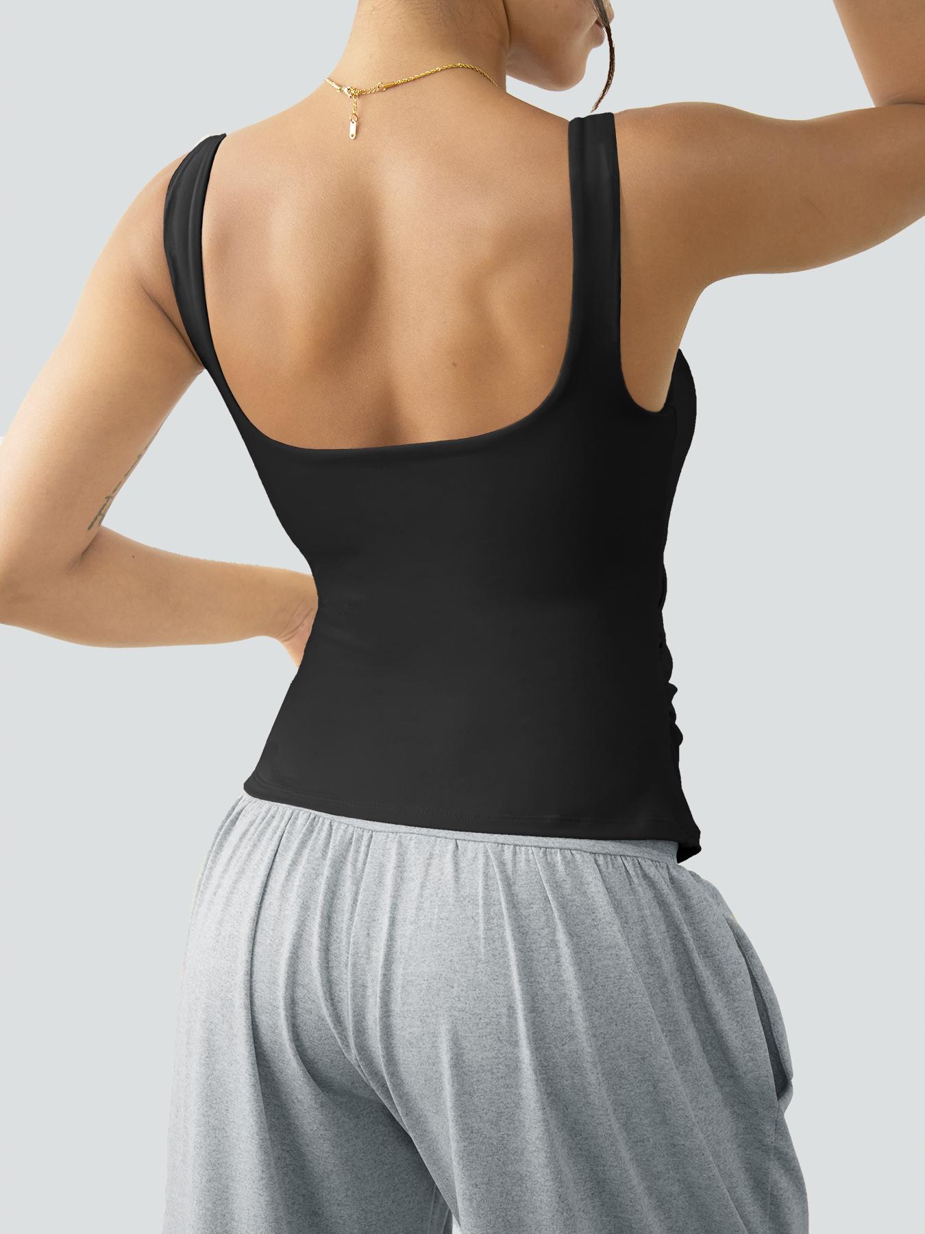 Women's Solid Color Sports Tank Top, Casual Comfortable Breathable Sleeveless Top for Exercise Gym Workout Running, Ladies Sportswear for All Seasons, Gymswear