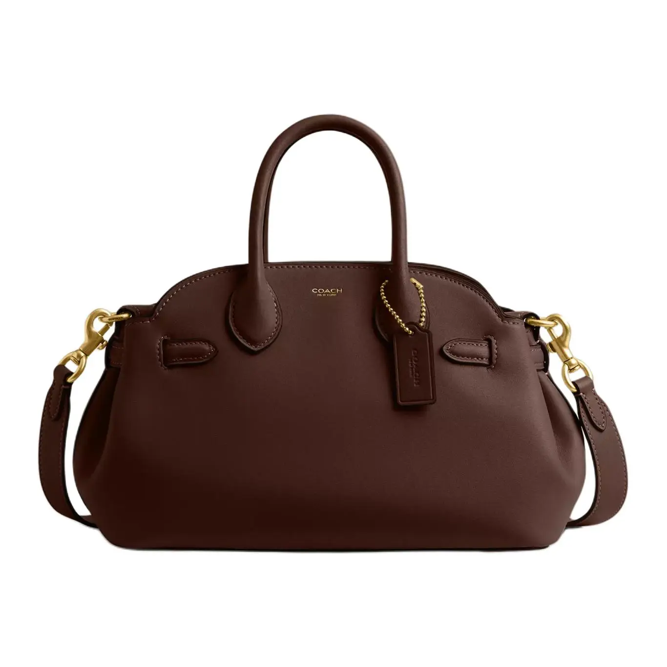 COACH Empire Carryall 26 Leather Crossbody Shoulder Handbag for Women, Maple Color