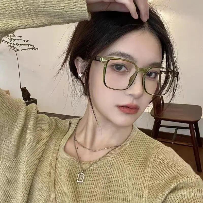 Anti Blue Light Ladies Square Myopia Glasses Ultralight Clear Transparent Computer Nearsighted Eyeglasses with Diopter 0 To -4.0