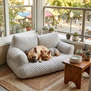 5D Massage Pet Sofa with Pillow, Cool Summer Bed, 22°c Touch, Durable Breathable PP Cotton, Ideal for Cats and Dogs,Compress and package, wait 24-48 hours for it to return to its original state.