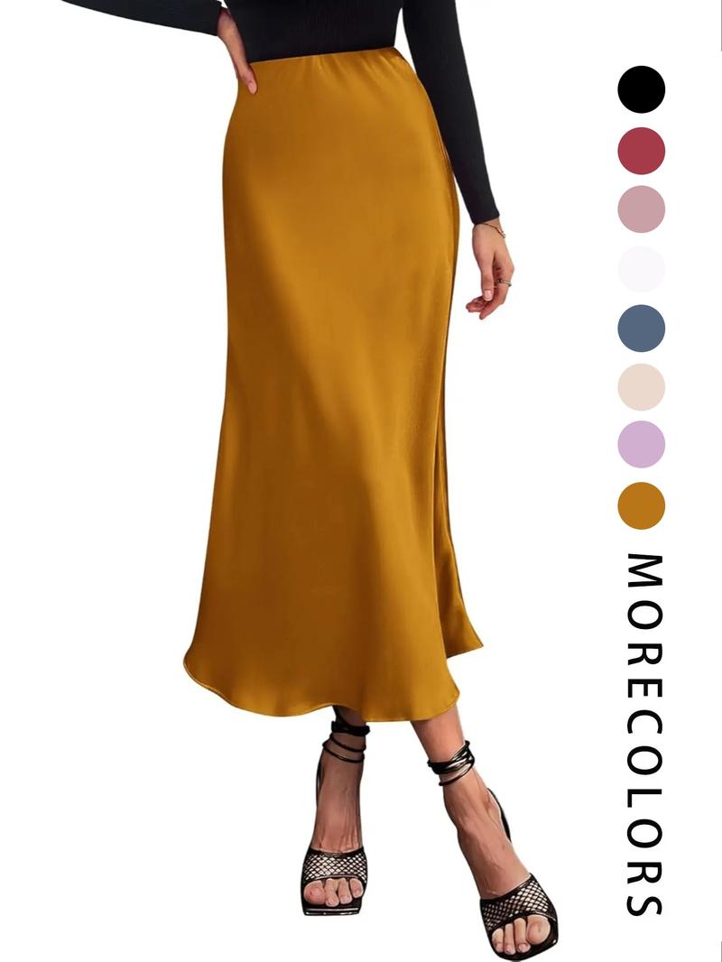 Women's Solid Color   Skirt, Elegant Fashion Casual Skirt for Party Wedding Guest, Ladies Bottoms for Summer, Formal Fashion Skirt