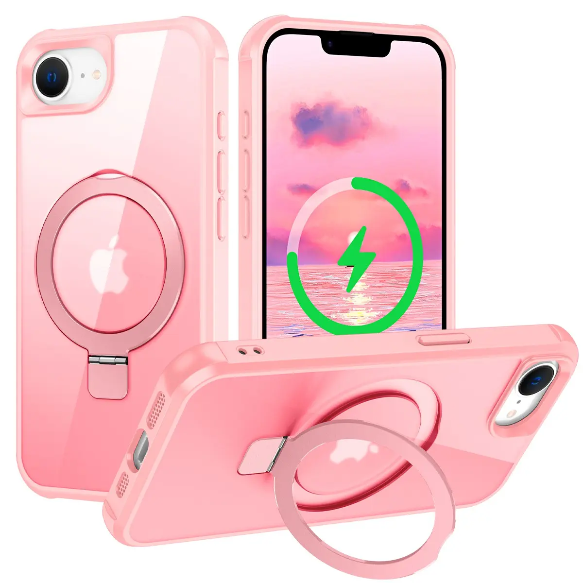 Caseme TPU Magnetic Phone Case for iPhone 16e/17e - Invisible Stand Kickstand Ring Holder, Slim Thin Soft Shockproof Bumper Cover with Adjustable Viewing Experience for Men