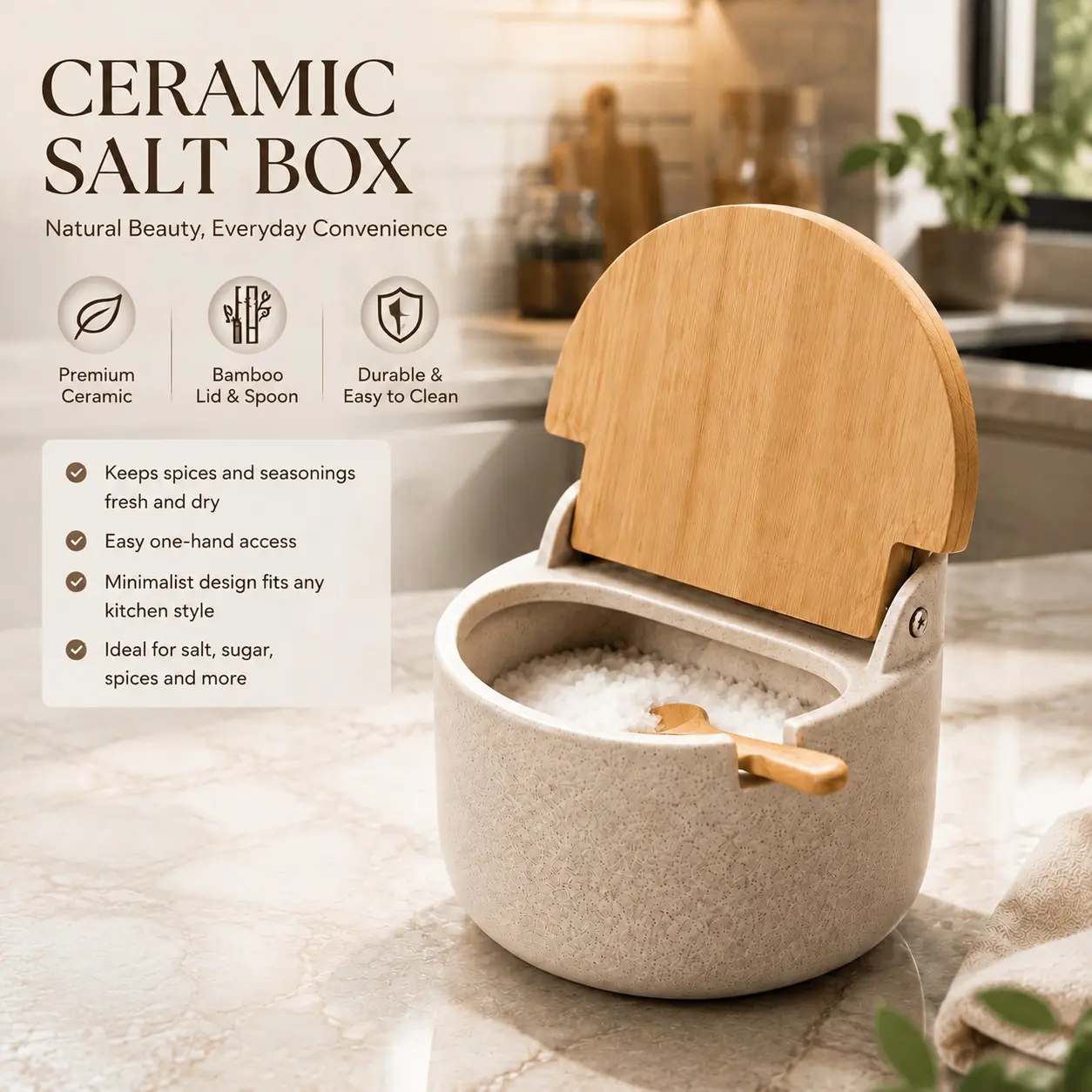 1/2/3pcs Seasoning Jar Set, Kitchen Spice Jars, Ceramic MSG Jars, Salt and Pepper Shakers, Pepper Containers with Tray, Condiment Storage Boxes with Lids, Food Storage Containers and Spoons, Kitchen Supplies, Kitchen Accessories, Salt Holder