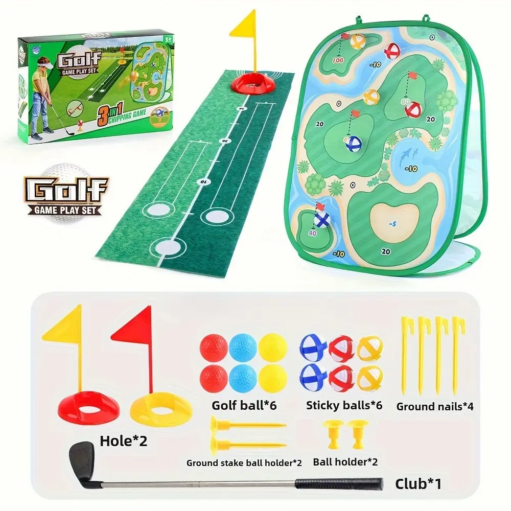 2-In-1 Golf Practice Set, Automatic Ball Return, Indoor/outdoor Use, Ideal Gift for Golf Enthusiasts, Enjoy Swing Fun Anywhere