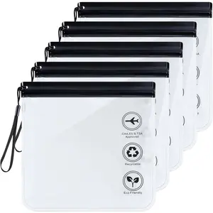 5-Pack TSA Approved Toiletry Bag, Clear Quart Size, Leakproof &  Travel Liquids Bag for Carry  - Compliant with TSA, EU & UK Flight Regulations