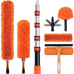 20FT High  Duster Cleaning Kit with 3-12 FTExtension Pole, High Ceiling Fan Cleaner Duster Tool for Fan , Extendable  Cobweb, , Window Cleaning  Kit (12FT)