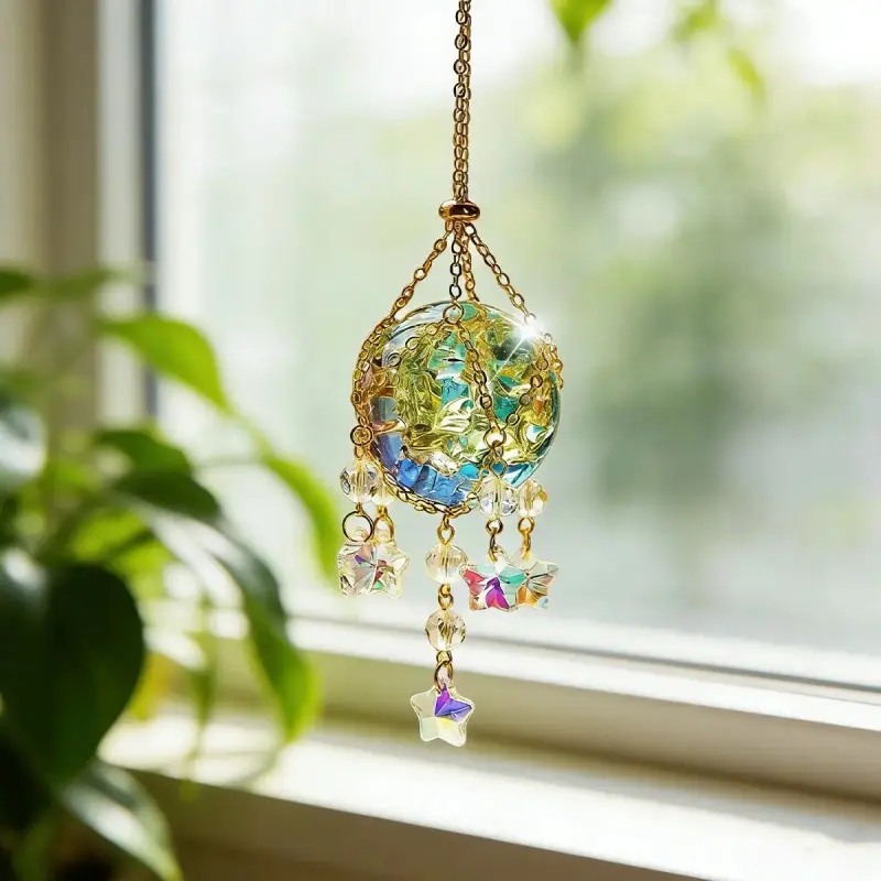 Crystal Star Decorative Wind Chime, Rainbow Maker, Dreamy Color Design, Bedroom Window Balcony Garden Decor, Healing Gift for Best Friend