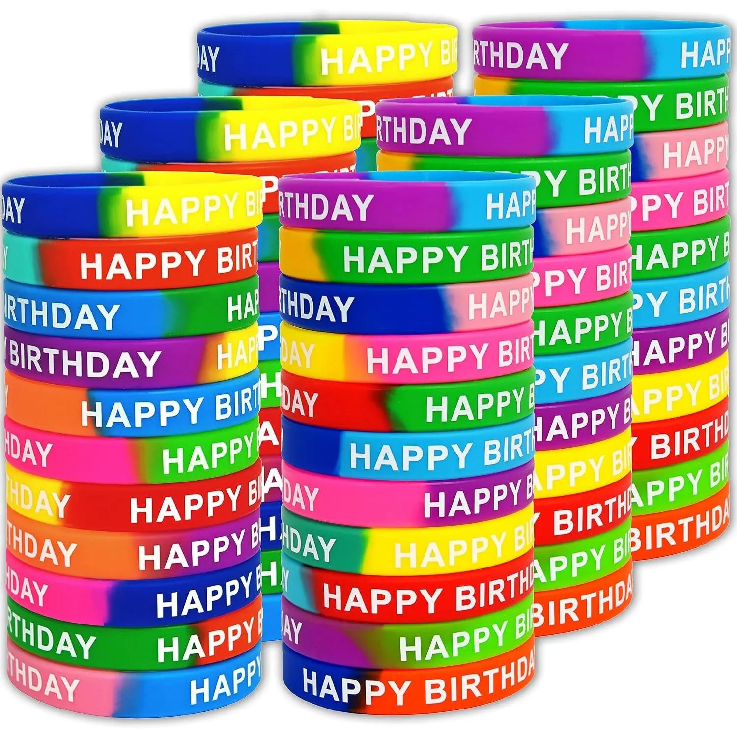 66 Pieces Birthday Rubber Bracelets (22 Styles), Bulk Colored Silicone Wristbands for Students, Teachers, Classroom Reward Gifts, Birthday Decorations, Party Favors SuppliesGift