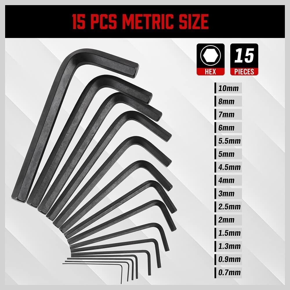 Swiilpo 30- Hex Key Allen Wrench Set, SAE and Metric Assortment, L Shape, Chrome Vanadium Steel, Precise Chamfered Tips | 0.028-3/8 inch 0.7-10 mm In Storage CaseQuesear Swiilpo 30- Hex Key Allen Wrench Set, SAE and Metric Assortment, L Shape, Chrome Vanadium Steel, Precise Chamfered Tips | 0.028-3/8 inch 0.7-10 mm In Storage CaseQuesear