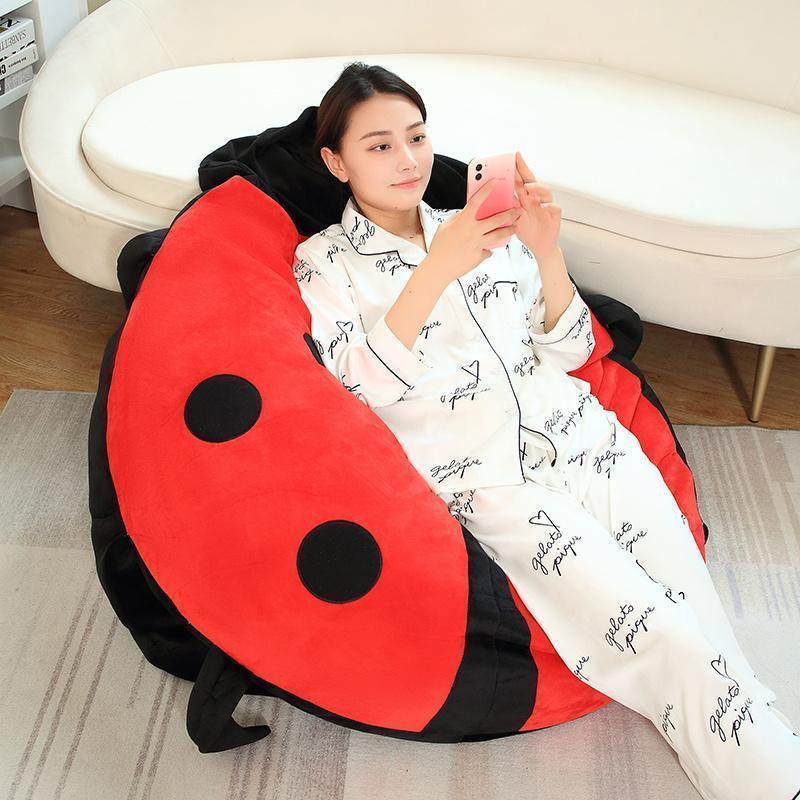Hot Sale Interesting Wearable Ladybug Shell Funny Party Cosplay Doll Stuffed Soft Plush Sleeping Pillow Bed Cushion Game Gift