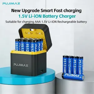 12x 1512mWh AAA Batteries PUJIAMX Fast Rapid 1.5V Lithium Rechargeable + 12-slots charger