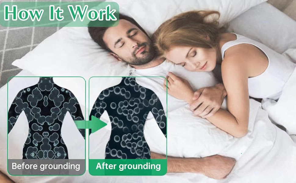 Grounding Mat for Bed King, Grounding Mats,Grounding Pad for Sleep,Anti-Slip PU Grounding Sheets with Grounding Cord,Improves Sleep, relieves Stress & Pain (King 78''x27'')