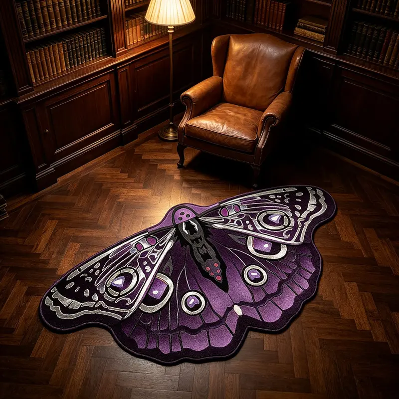 Luxurious Vintage Butterfly Carpet, Soft Comfortable Plush Rug, Decorative Rug for Bedroom Living Room Bathroom, Home Decor Mat, Butterfly Area Rug, Home Decor Rugs