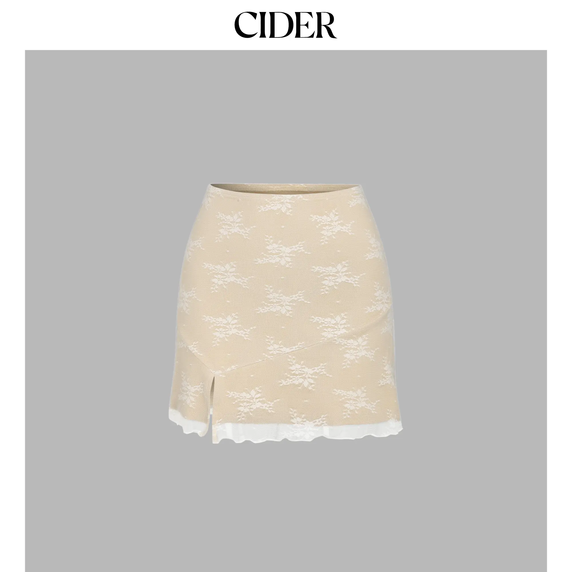 Cider [size 2-10] Sheer Lace Split Mini Skirt