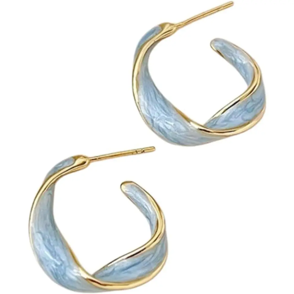 Enamel Twisted Hoop Earring Vintage Spiral Candy Color Earrings Minimalist Round Earrings