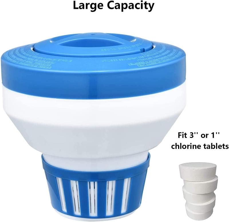 Pool Chlorine Floater, 7.5" Large Floating Chlorine Dispenser, Optimal Pool with Adjustable Release for Indoor & Outdoor Swimming Pool Hot Tub