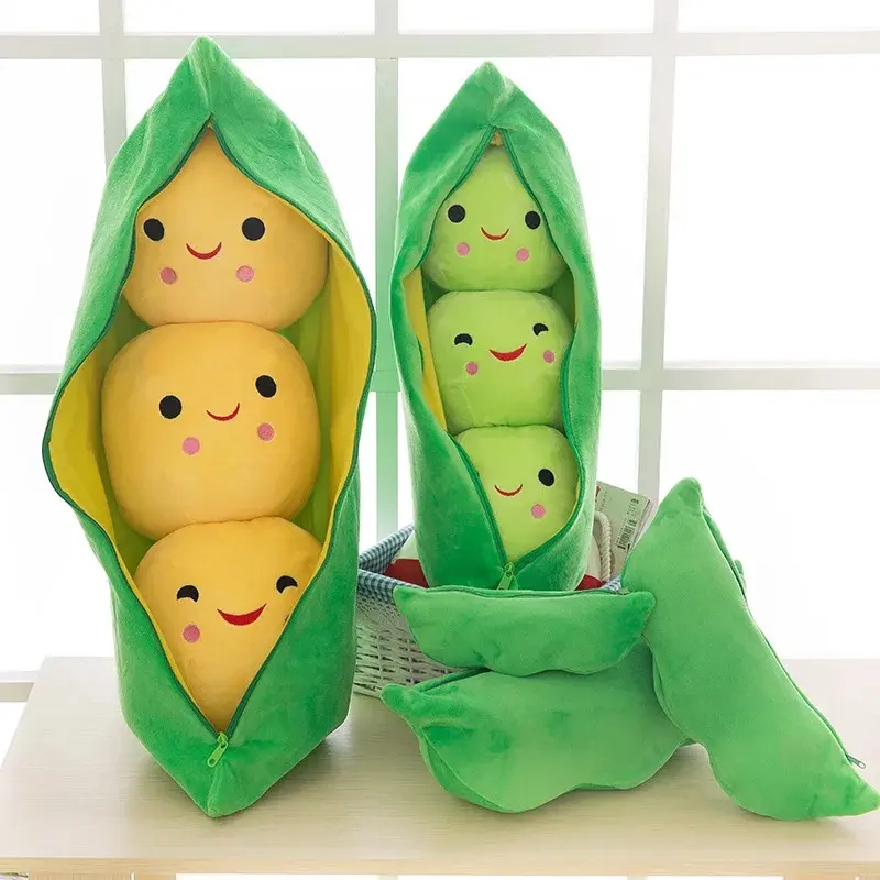 25CM Pea Pod Plush Toy Cute Cartoon Pea Plush Peasecod Stuffed Dolls Toys for Children Christmas Birthday Gift