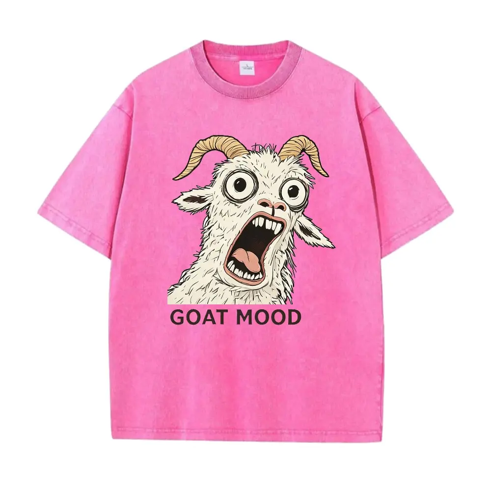 Men's Cotton Crew Neck Funny Screaming Goat Graphic Print T-Shirt, Retro Vintage Loose Fit Short Sleeve Streetwear