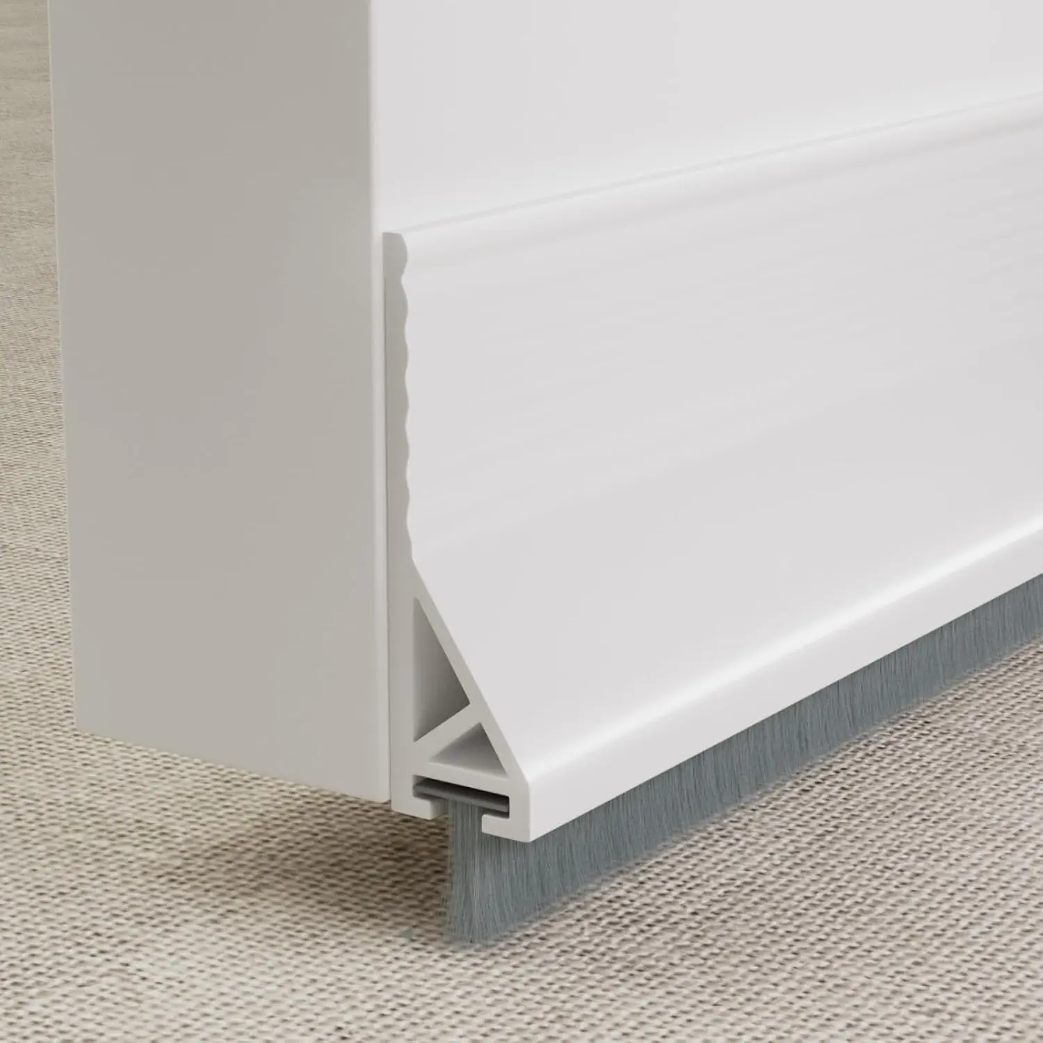39”X 1 Pack Door Sweep Brush Bottom Exterior & Interior, | Adhesive Under Door Draft Stopper with Bristle,Gap Filler Noise Blocker,Soundproofing Seal Strip,White