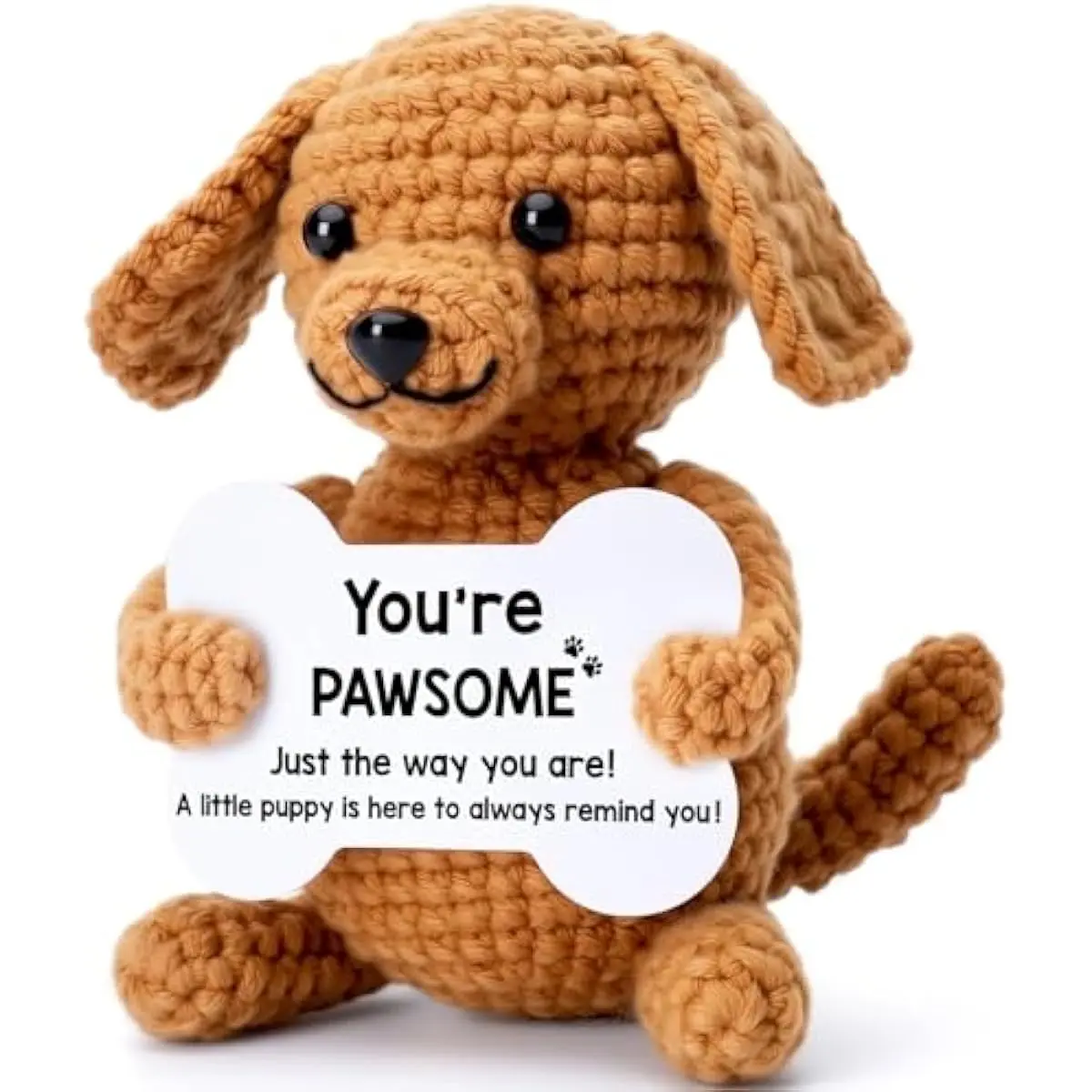 Mini Yarn Cotton Small Dog Stuffed Animal Plush Stress Reliever - Home Decor Desk Accessory, Positive Vibes Gift with Card for Women, Men (Mother’s Day, Graduation Occasions), Mini Size