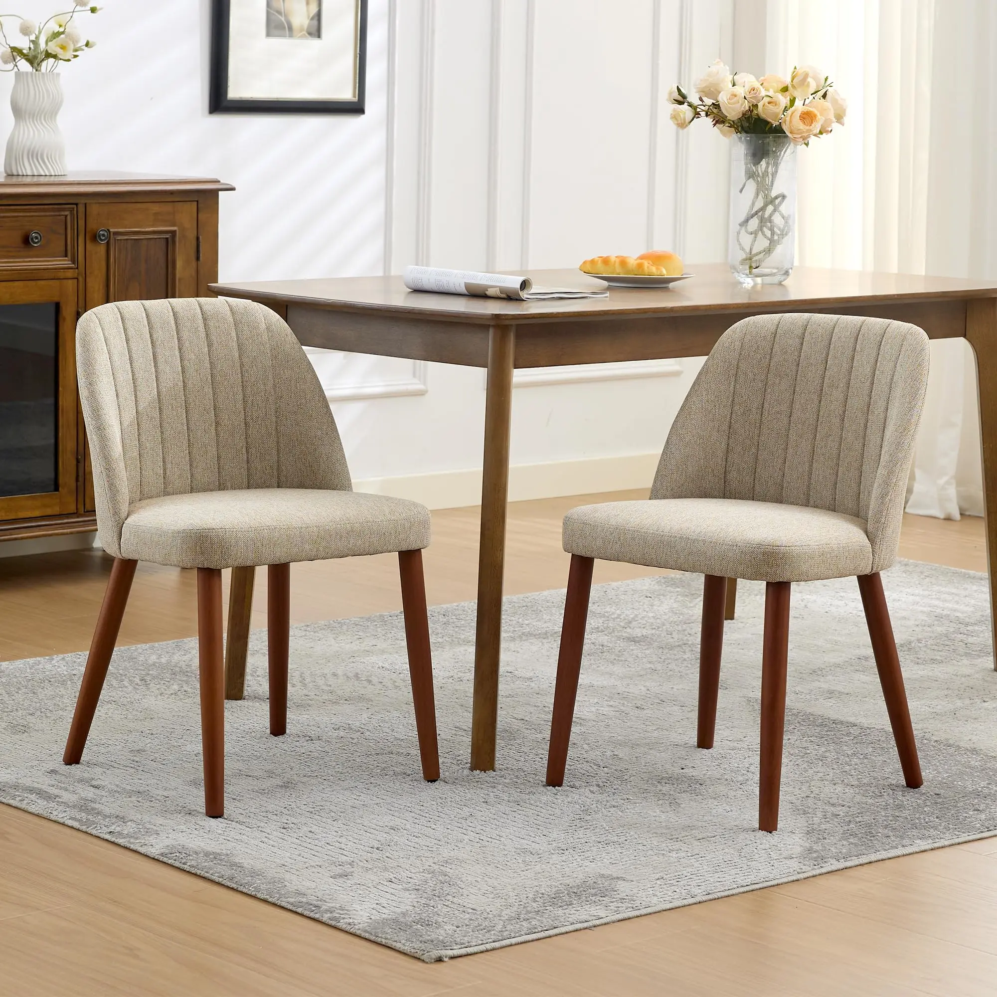 Dining Chairs Set of 2, Upholstered Kitchen Dining Room Chairs, Fabric Side Dinner Chair for Kitchen, Dining Room, Restaurant