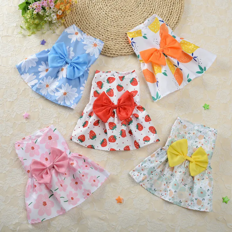Princess Floral Print Pet Dress, Lightweight 1-Piece Summer Clothes for Small Dogs and Cats in Breathable, Sun Protective Fabric, Breathable Fabric, One-Piece, Lightweight Fit