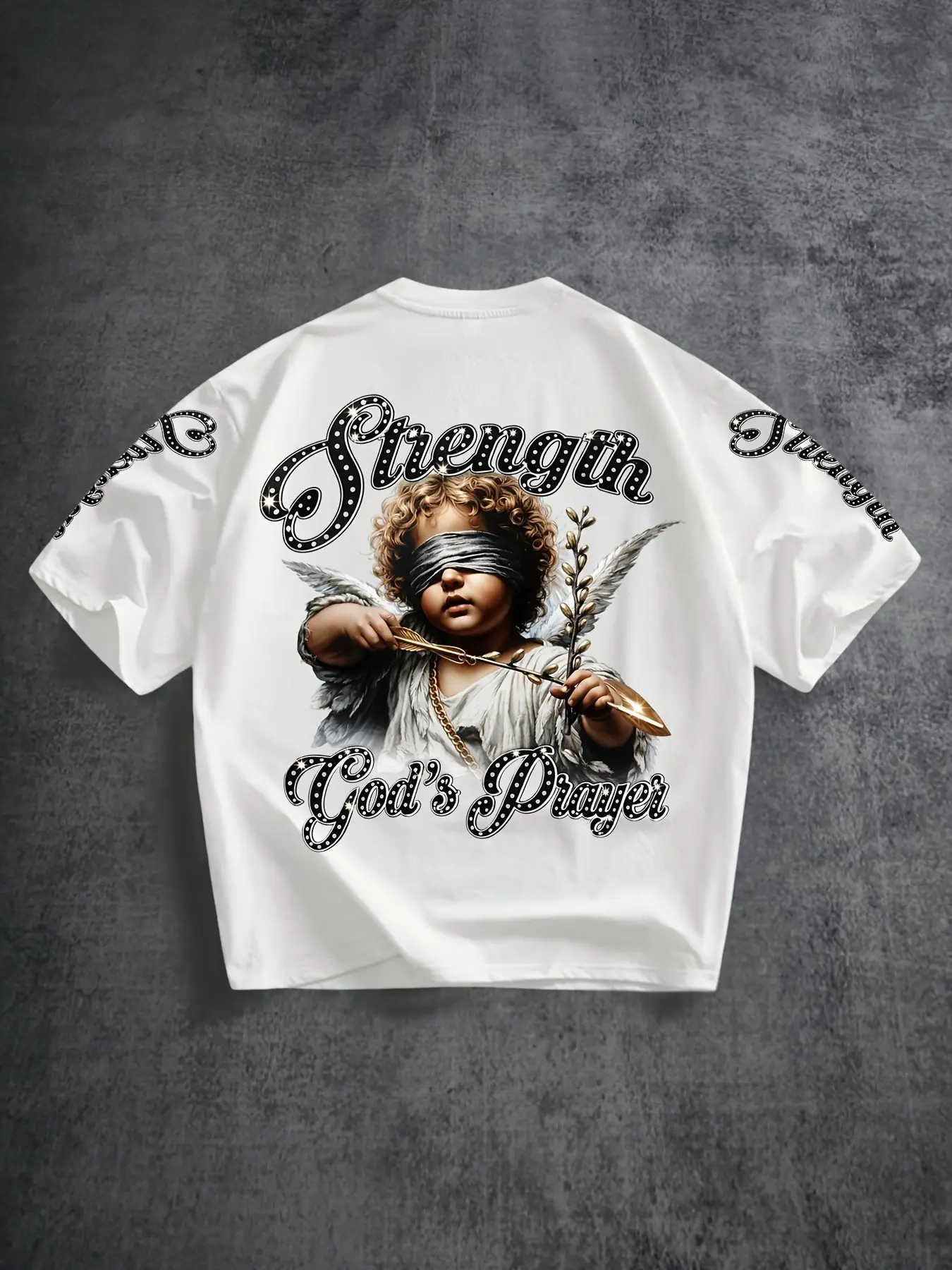 Y2K Streetwear Oversized Graphic T-Shirt for Men Women | Blindfolded Cupid Angel Print Loose Casual Tee | Trendy Grunge Aesthetic Summer Top