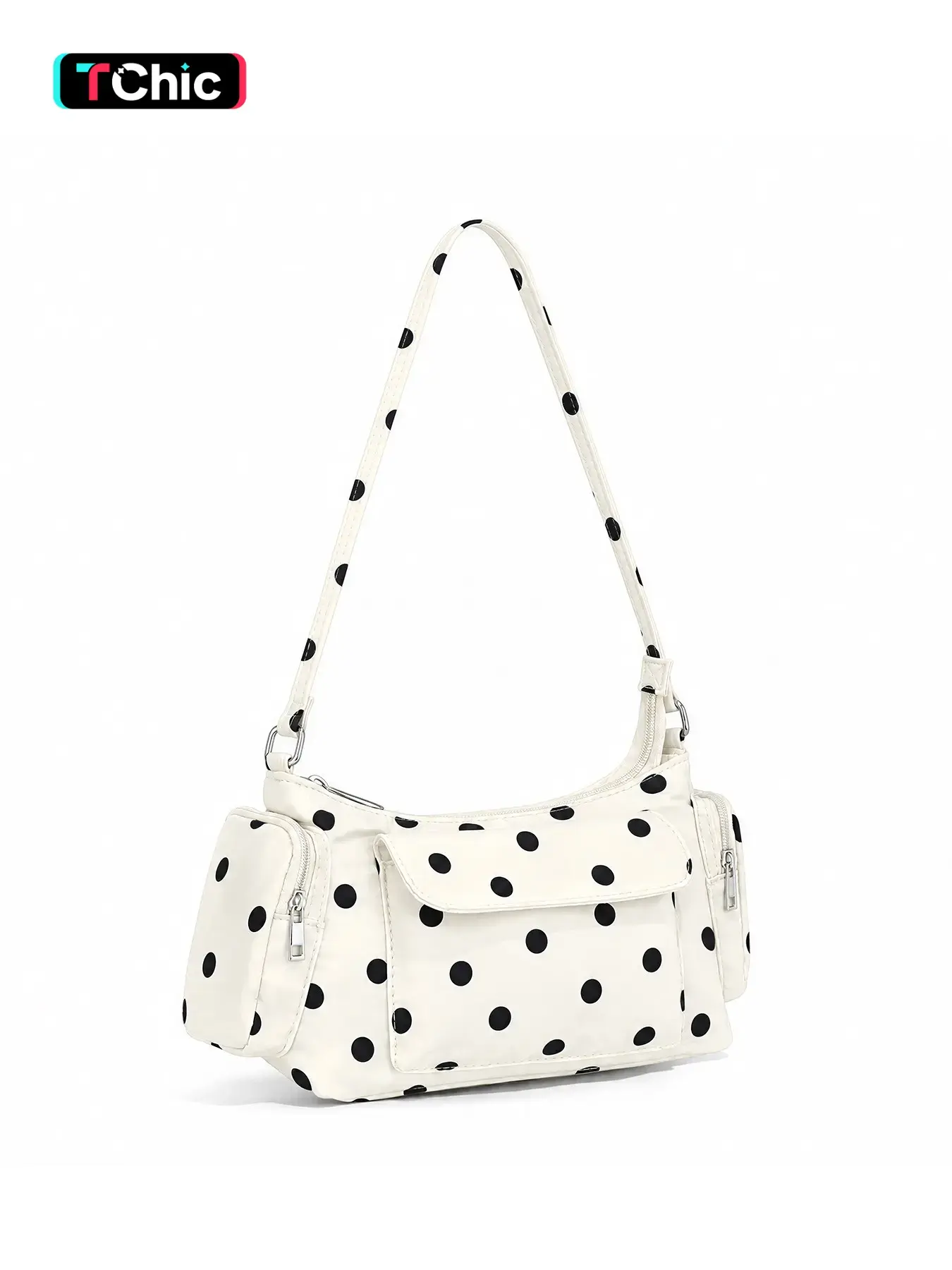 Women's Shoulder Bag,Small  Fashionable & Lightweight Design, Nylon Material, Polka Dot Underarm Bag, Multi-Pocket Structure, Ideal for Daily Use, Travel, & Work