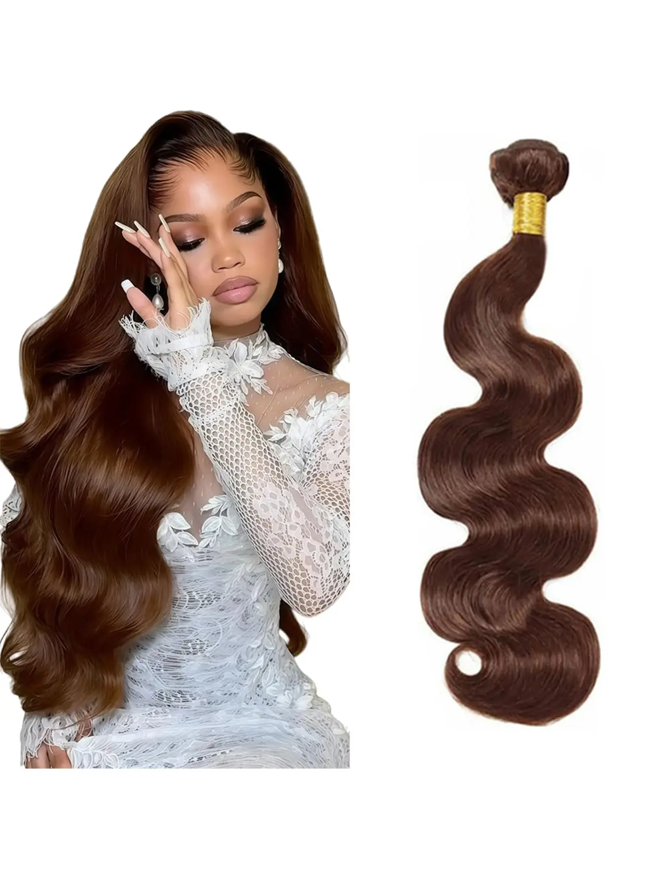 50 Gram Bundle,4# Body Wave Hair Bundle, 100% Human Hair, Natural Look, Soft & Silky Texture, Perfect for Styling & Extensions