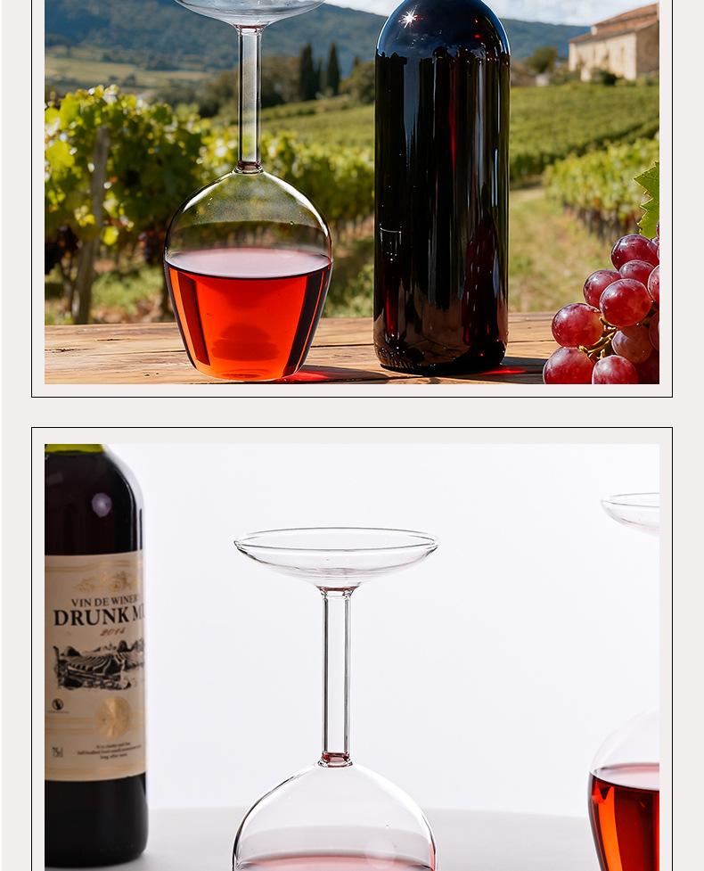 Upside Down Wine Glass, Creative Borosilicate Stemware, Unique Spill-Resistant Design, Durable Party Glassware for Wine, Cocktails, Gatherings