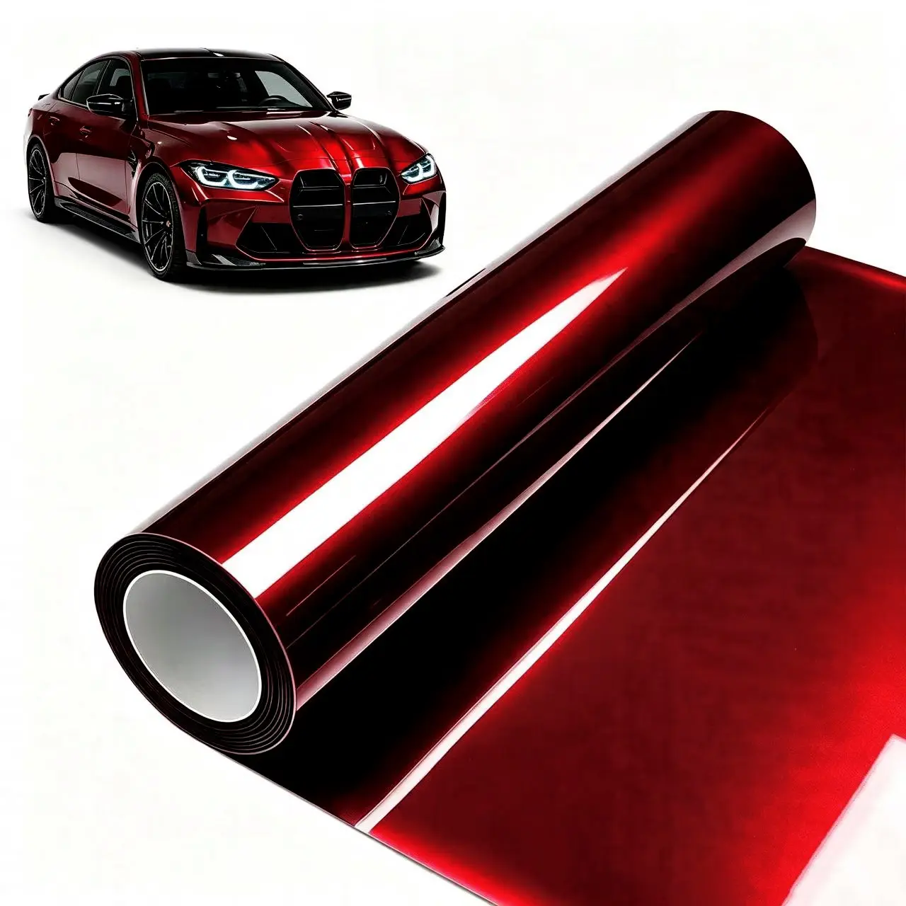 Premium PET High Glossy Liquid Metallic Dragon Blood Red Vinyl Wrap Film Car  Motorcycle Sticker Decal Air Release Self Adhesive