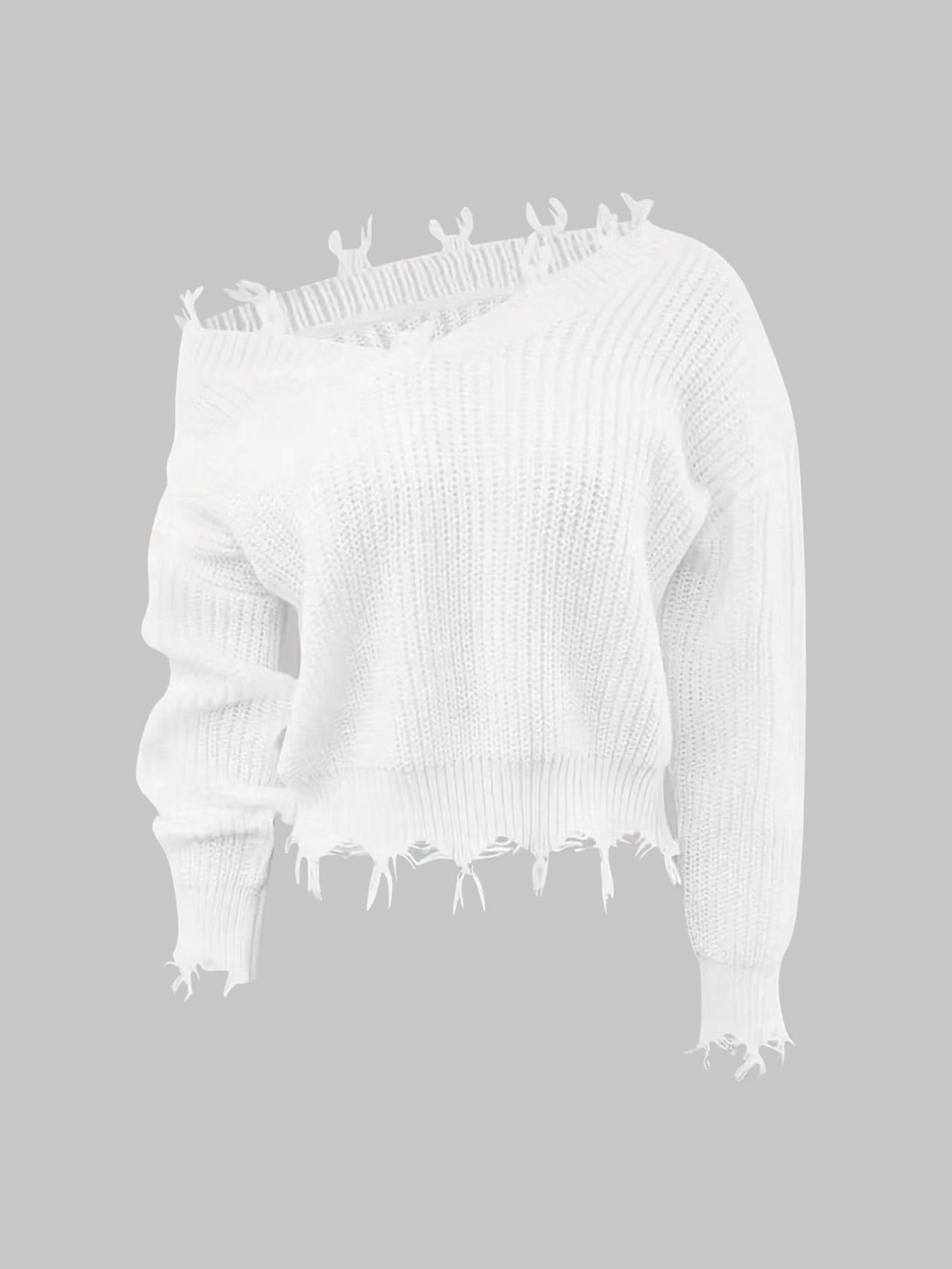 Women's Plain Drop Shoulder Sweater, Casual V Neck Long Sleeve Jumper for Fall, Women's Knitwear for Daily Wear