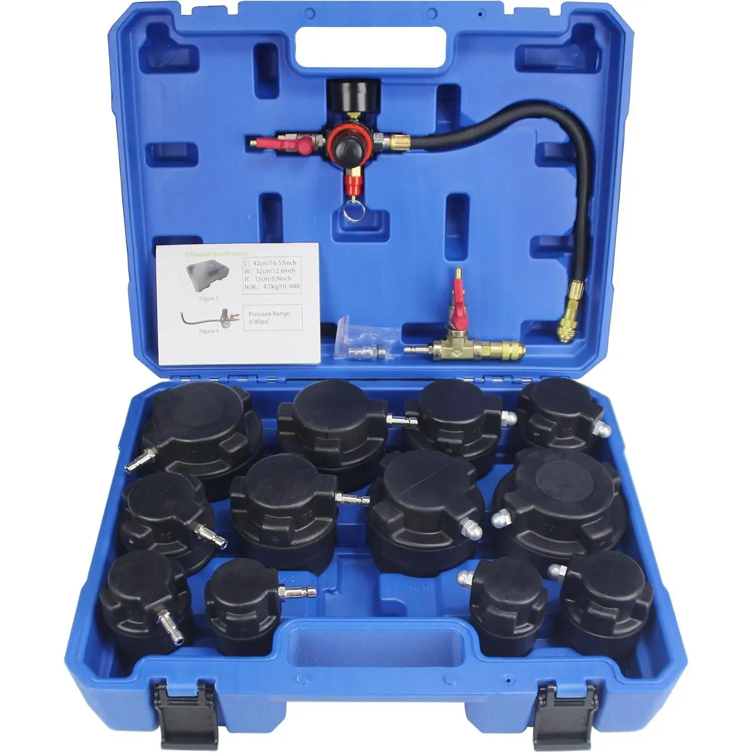 Automotive Turbo Boost Leak Tester Kit, 12-Piece Stepped Adapters