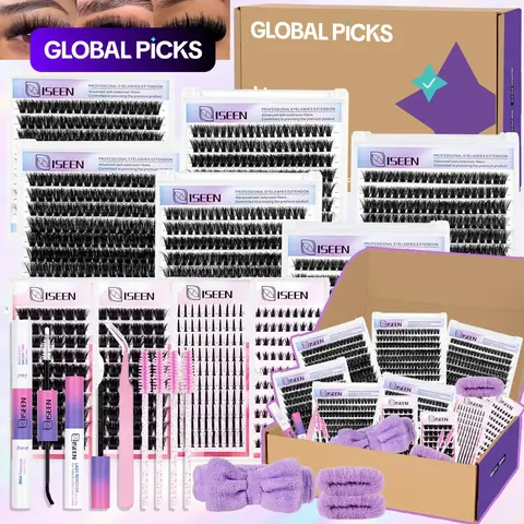6 Styles Faux Cluster Lashes Kit, DIY Eyelash Extensions, Eyelash Set, 60D, 80D, 100D, Bottom & Spiky Styles, Mixed Style Lashes, Self-Application Kit with Tweezers, Glue, Remover & Hairband, Professional Eye Makeup for Women #GLOBAL PICKS
