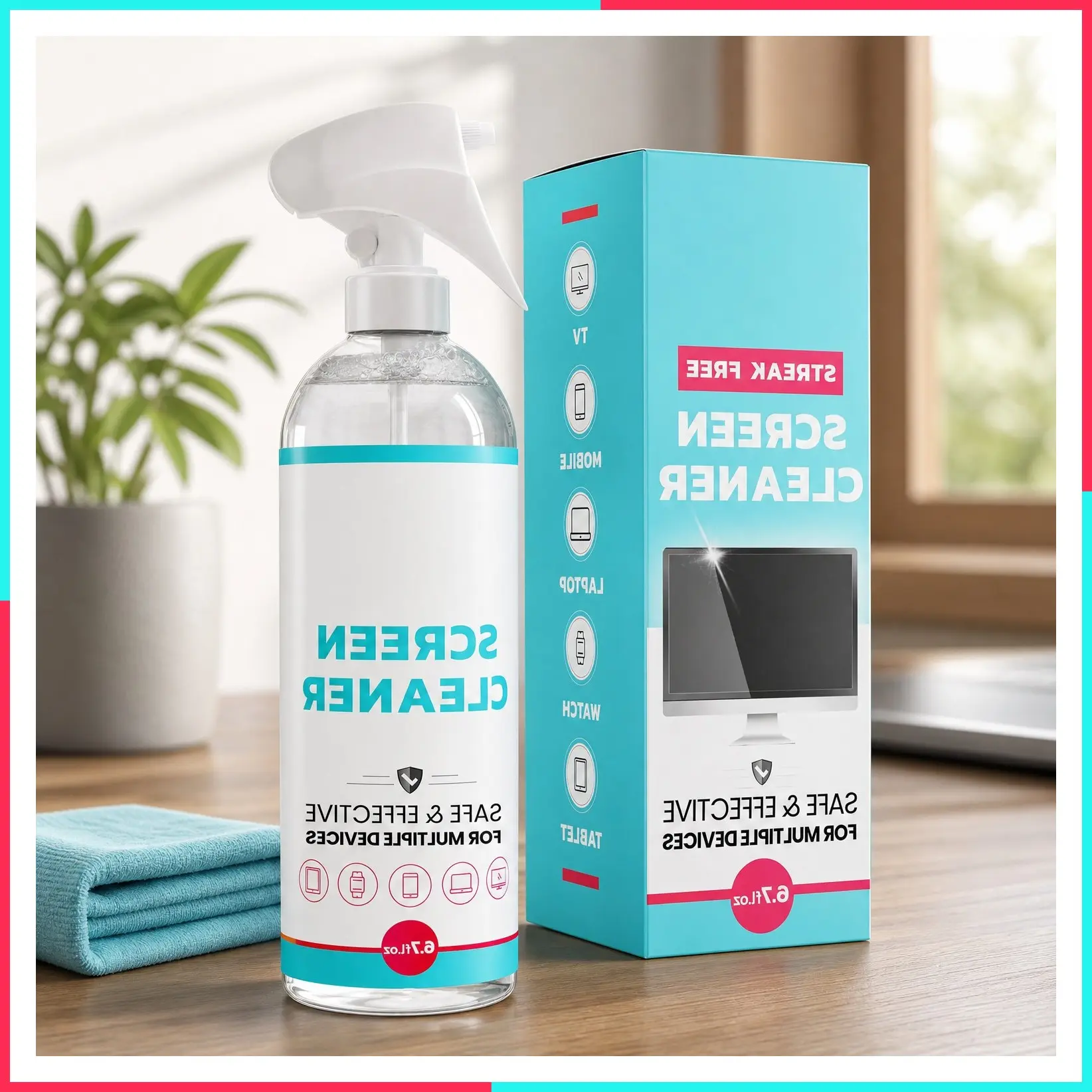 TV Screen Cleaner Spray Streak-Free for Smart TV, LCD, LED, OLED, Computer Monitor, Laptop, iPad, Car Screens with Microfiber Cloth