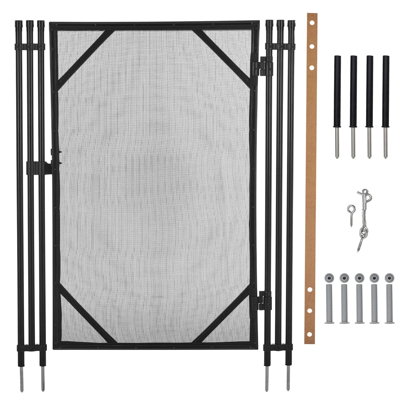 4ft x 2.5ft Pool Safety Gate - Heavy Duty Removable Mesh Pool Fence Gate with Security Latch, Rustproof Aluminum Alloy Post & Stainless Steel Hardware, Easy Setup Protection Gate for Inground Pool Yard, Kids & Pets, Black