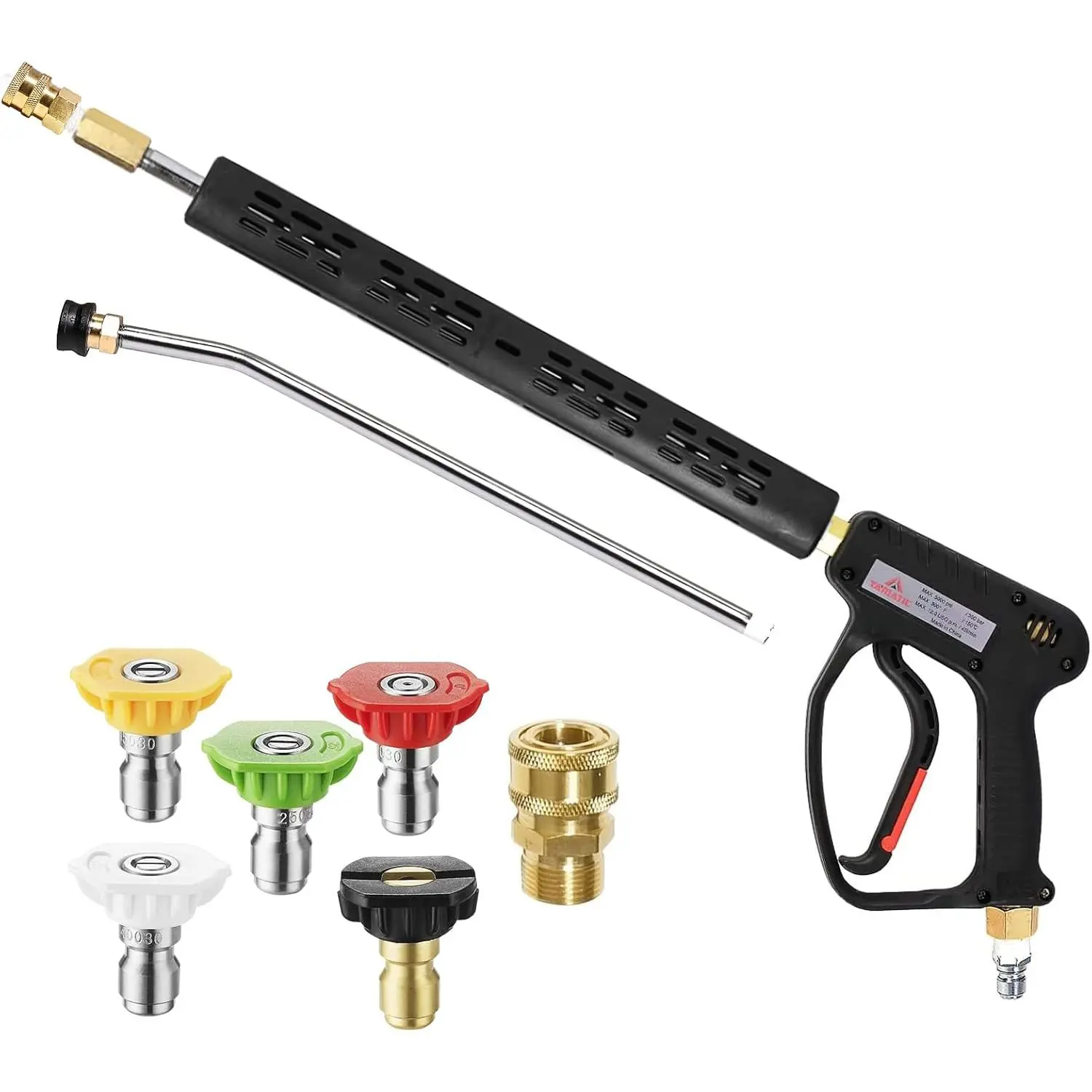 Washer  5000 PSI - 3/8" Swivel Plug & M22-14mm Coupler, Power Washer Extension Wand Trigger Handle with 1/4" Quick Connect for  Cannon  Wash