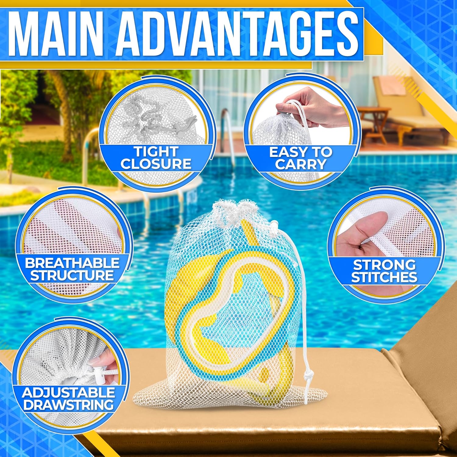 5 count Small Mesh Bags Drawstring Small Mesh Pool Backpack 11.8 x 7.48" Multipurpose Nylon Net Bags with Tight Closure for Storing Balls, Clos, Gear at Gym, Beach, Laundry, & Travel 5 count Small Mesh Bags Drawstring Small Mesh Pool Backpack 11.8 x 7.48" Multipurpose Nylon Net Bags with Tight Closure for Storing Balls, Clos, Gear at Gym, Beach, Laundry, & Travel