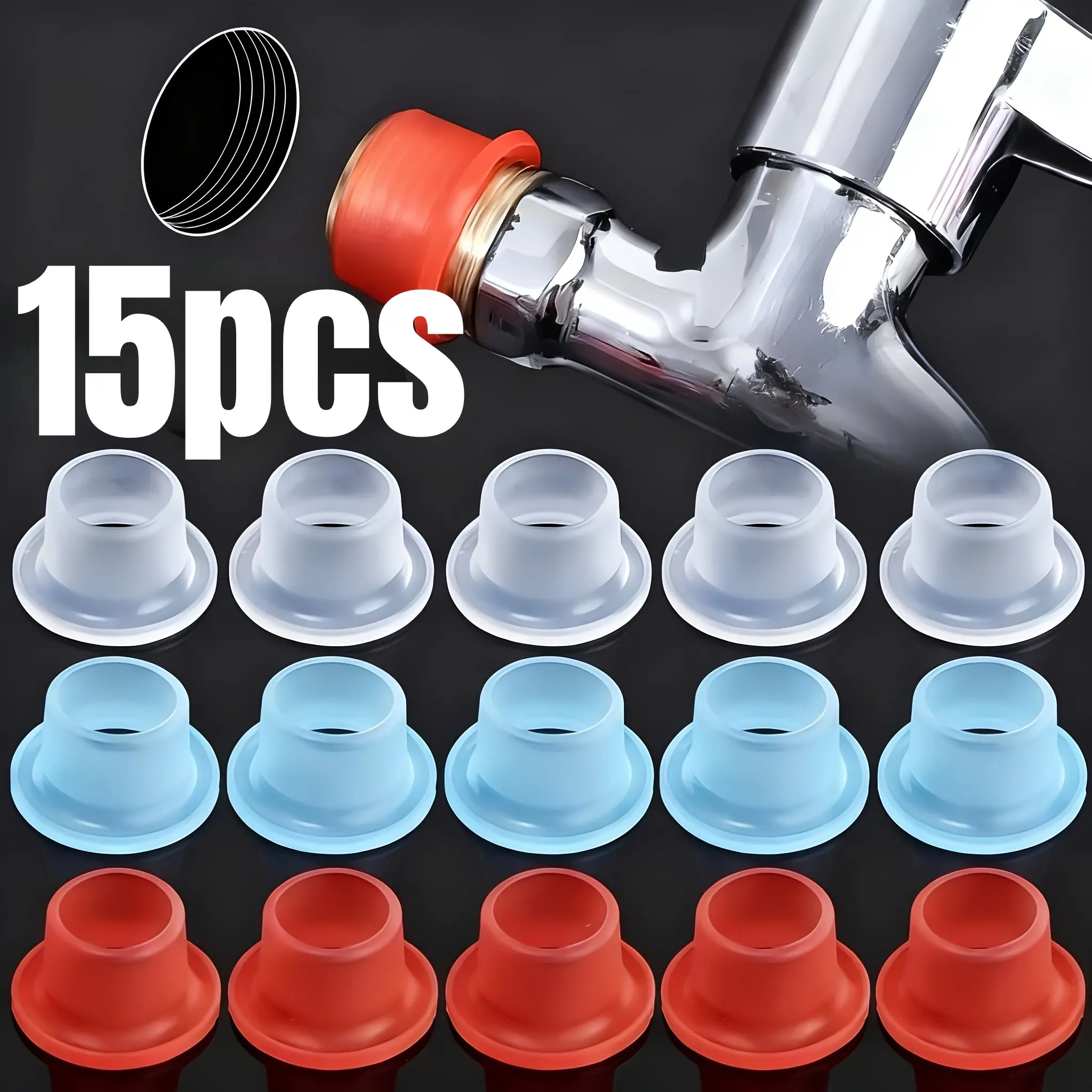 15 silicone faucet leak-proof sealing washers - washers, thread seal tape, prevent dripping and leakage, waterproof and durable, waterproof washers | durable faucet washers, bathroom faucet washers