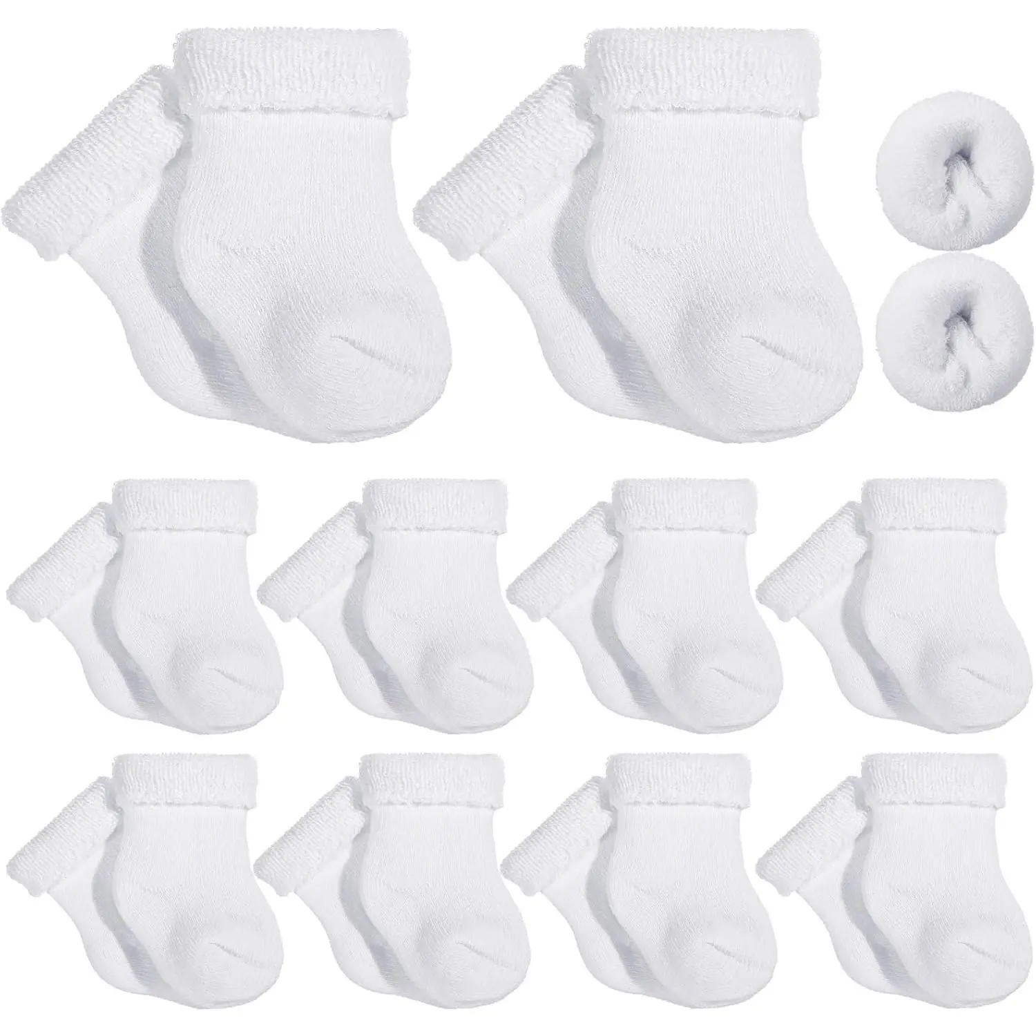 10 Pairs Preemie Baby Turn Cuff Socks  Newborn Girls Boys - Nicu New model babymusthave products ropa