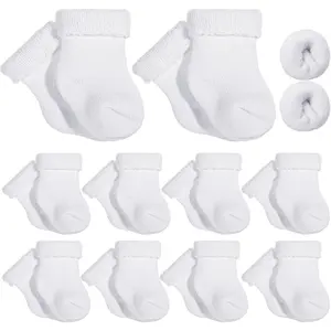 10 Pairs Preemie Baby Terry Cotton Turn Cuff Socks  Newborn Girls Boys - Nicu