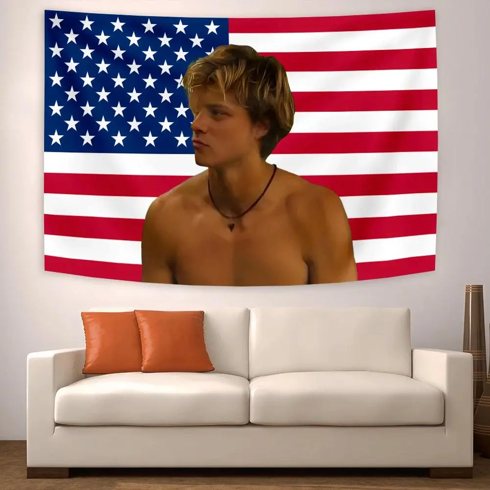 Outer Banks JJ Maybank Flag Tapestry, OBX Pogues American Flag Banner, Teen Surfer Beach Core Room Decor Aesthetic, Summer Camp Frat Dorm Wall Art Poster