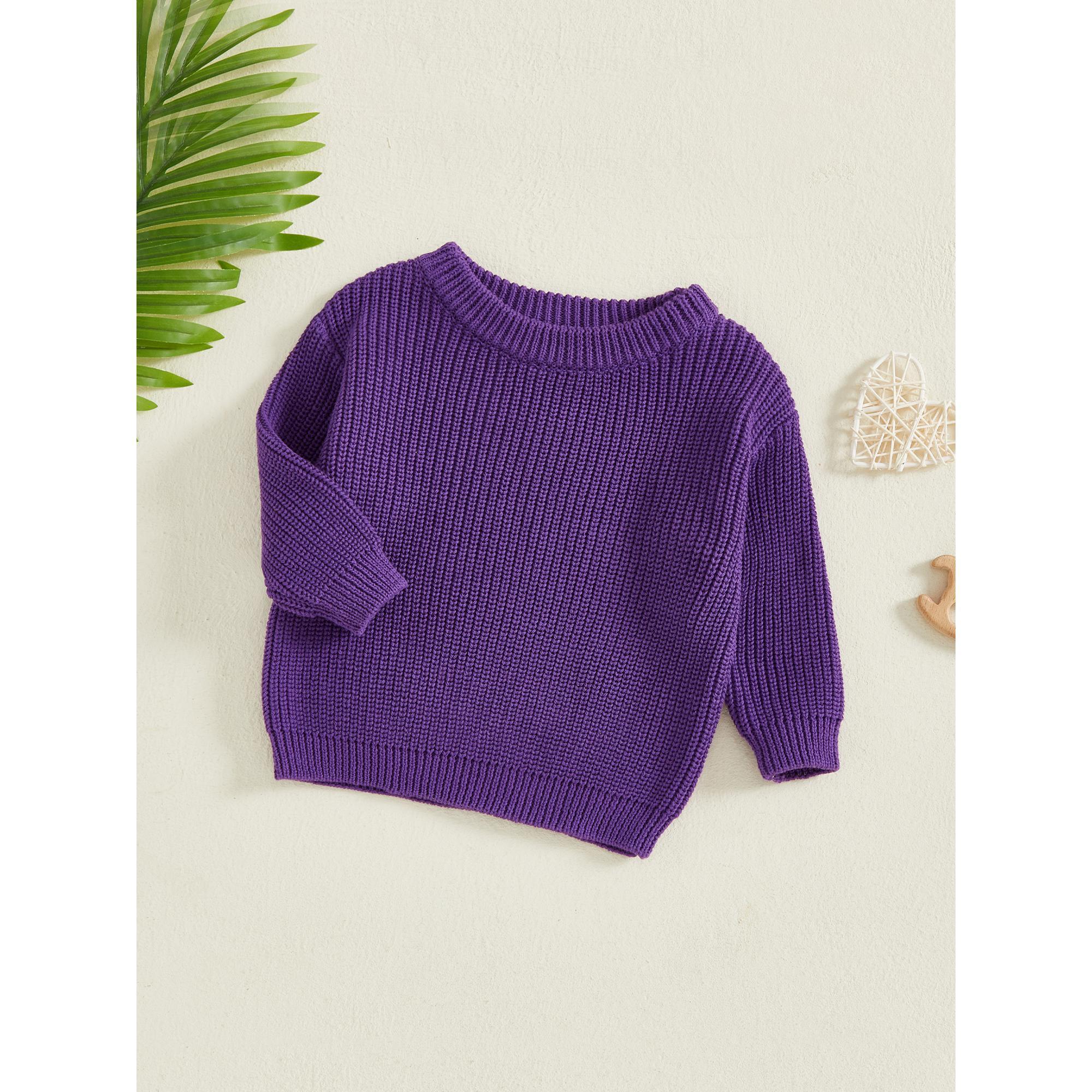 Toddler Baby Girl Boy Knit Sweater Pullover Solid Color Long Sleeve Fall Winter Tops 0-5 Years