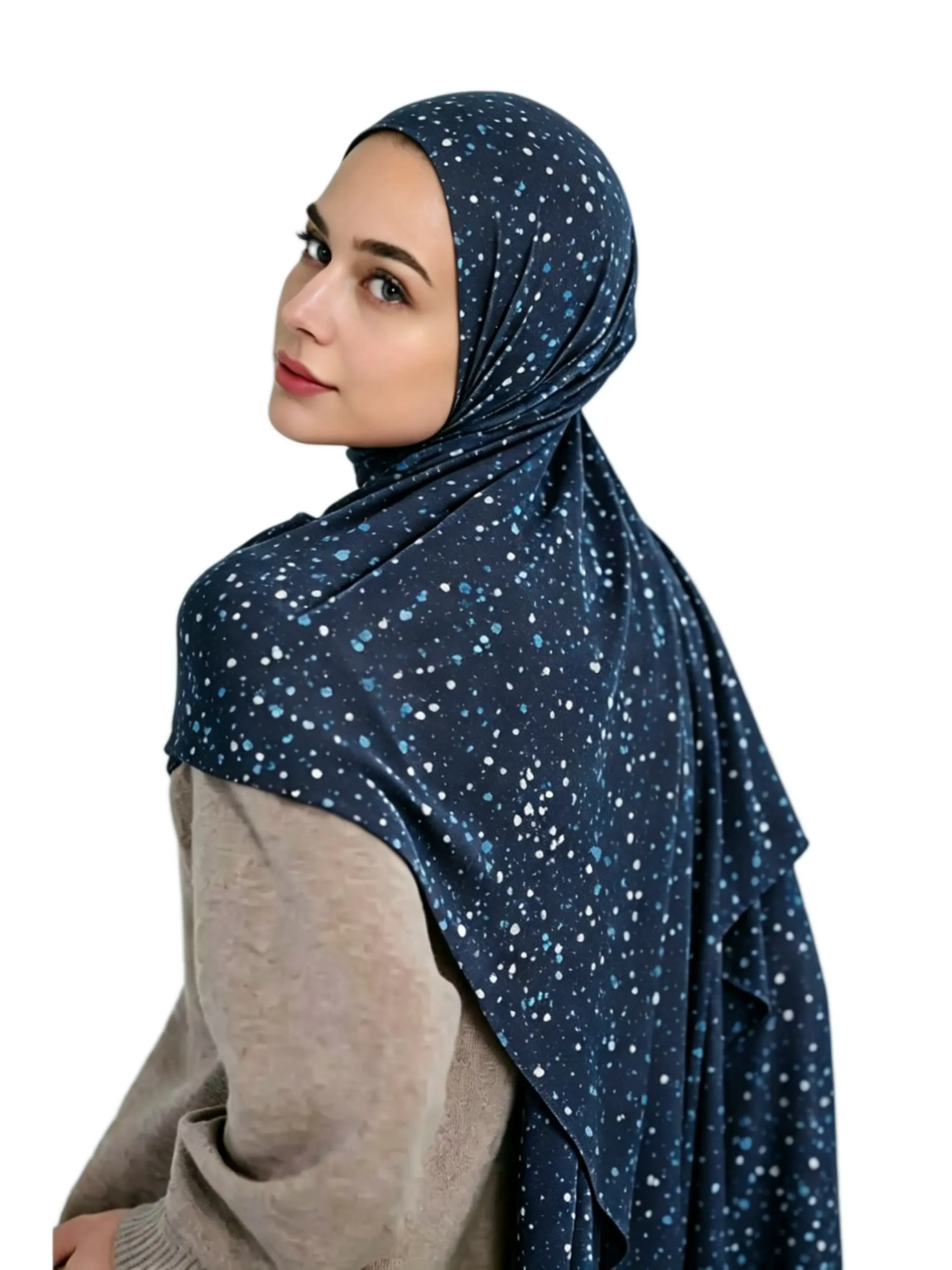 Women's Ditsy Floral Jersey Scarf, Breathable Sun Protection, Soft Skin Friendly, Elastic All-Season Wrap, Elegant Loose Fit