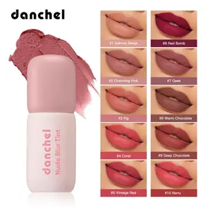 danchel Matte Lip & Cheek Tint, Velvet Blur Finish, Smudge-Proof, 10 Shades, Ideal for Natural Soft-Focus Daily Makeup